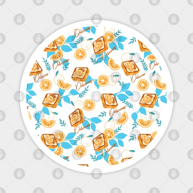 Delicious Citrus Pastry Dessert Pattern Magnet by FlinArt